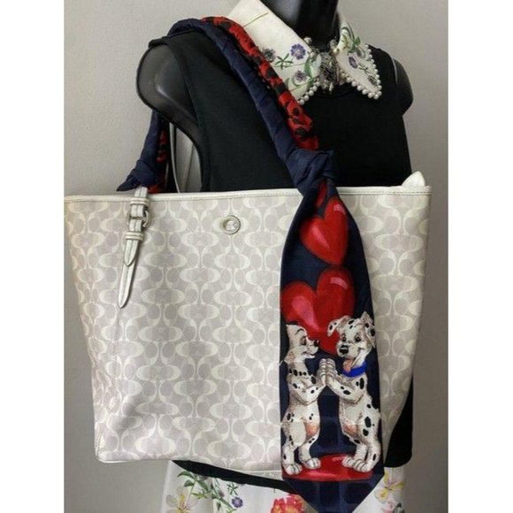 coach w customized w tie sash cream tan tote - Picture 7 of 11